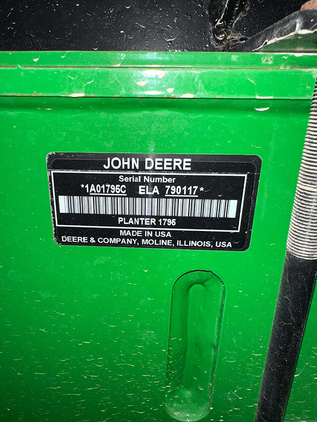 serial number on the John Deere 17 95 N T planter
