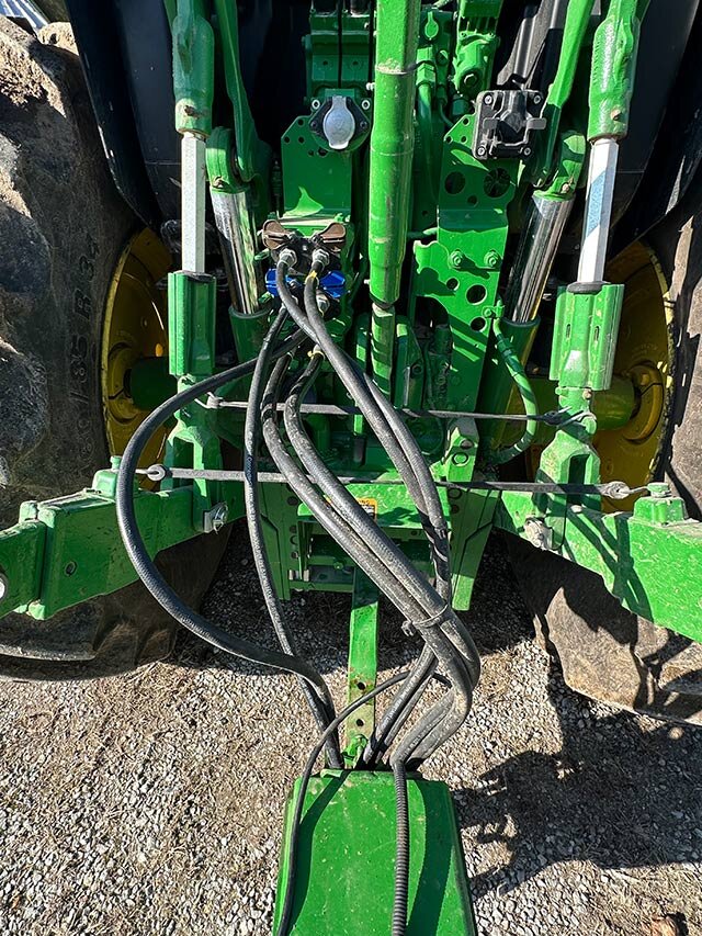 view 1 of hydraulic hoses on the 2008 John Deere 17 60 12 row 30 inch planter hooked up to a tractor
