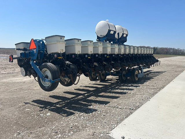 view from the rear of the Kinze 16 32 planter folded up